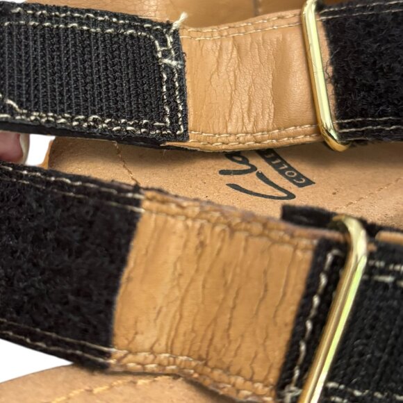 CLARKS Collection Helio Float Black Nubuck Wedge Heels Size 8 Adjustable Strap - Picture 11 of 11